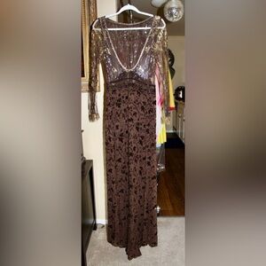 Elegant Sequin and Floral Maxi Dress